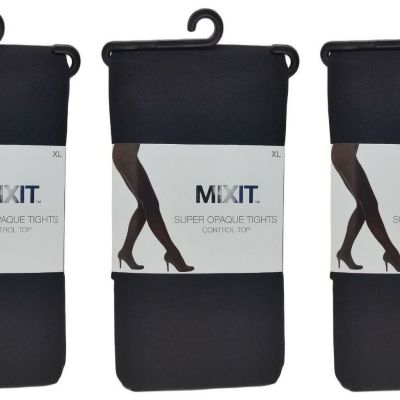 ( LOT 3 )MixitSUPER OPAQUE TIGHTS CONTROL TOP - Black Size XL BRAND NEW